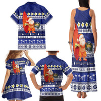 Nauru Christmas Family Matching Tank Maxi Dress and Hawaiian Shirt Cute Santa Coat Of Arms Merry Xmas - Polynesian Pride