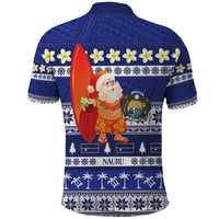 Nauru Christmas Polo Shirt Cute Santa Coat Of Arms Merry Xmas - Polynesian Pride