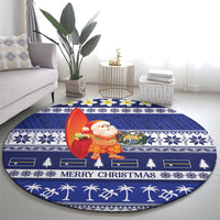 Nauru Christmas Round Carpet Cute Santa Coat Of Arms Merry Xmas - Polynesian Pride