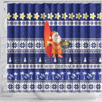 Nauru Christmas Shower Curtain Cute Santa Coat Of Arms Merry Xmas - Polynesian Pride