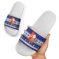 Nauru Christmas Slide Sandals Cute Santa Coat Of Arms Merry Xmas - Polynesian Pride