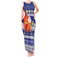 Nauru Christmas Tank Maxi Dress Cute Santa Coat Of Arms Merry Xmas - Polynesian Pride
