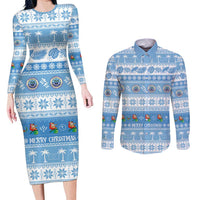 FSM Christmas Couples Matching Long Sleeve Bodycon Dress and Long Sleeve Button Shirt Merry Xmas Federated States of Micronesia - Polynesian Pride