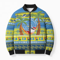 Palau Christmas Bomber Puffer Jacket Chilling Santa Ungil Kurismas - Polynesian Pride