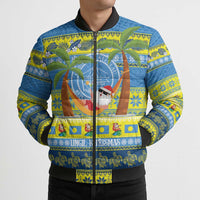 Palau Christmas Bomber Puffer Jacket Chilling Santa Ungil Kurismas - Polynesian Pride