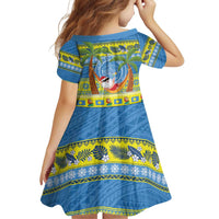 Palau Christmas Family Matching Off Shoulder Short Dress and Hawaiian Shirt Chilling Santa Ungil Kurismas - Polynesian Pride