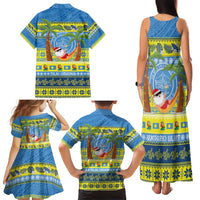 Palau Christmas Family Matching Tank Maxi Dress and Hawaiian Shirt Chilling Santa Ungil Kurismas - Polynesian Pride