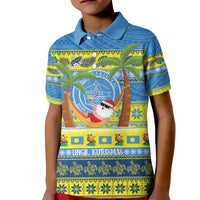 Palau Christmas Kid Polo Shirt Chilling Santa Ungil Kurismas - Polynesian Pride