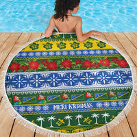 Solomon Islands Christmas Beach Blanket The Solomons Melanesian Meri Krismas - Polynesian Pride