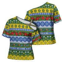 Solomon Islands Christmas Cross Shoulder Shirt The Solomons Melanesian Meri Krismas - Polynesian Pride