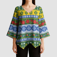 Solomon Islands Christmas Kimono Sleeve Blouse The Solomons Melanesian Meri Krismas - Polynesian Pride
