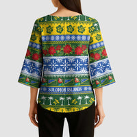 Solomon Islands Christmas Kimono Sleeve Blouse The Solomons Melanesian Meri Krismas - Polynesian Pride