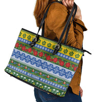 Solomon Islands Christmas Leather Tote Bag The Solomons Melanesian Meri Krismas - Polynesian Pride