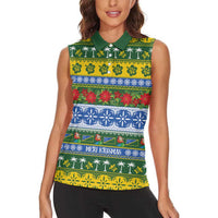 Solomon Islands Christmas Women Sleeveless Polo Shirt The Solomons Melanesian Meri Krismas - Polynesian Pride