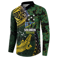 Solomon Islands Button Sweatshirt 677 Proud Crocodile Melanesian Pattern LT14 - Polynesian Pride