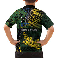 Solomon Islands Family Matching Off Shoulder Short Dress and Hawaiian Shirt 677 Proud Crocodile Melanesian Pattern LT14 - Polynesian Pride