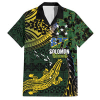 Solomon Islands Family Matching Off Shoulder Short Dress and Hawaiian Shirt 677 Proud Crocodile Melanesian Pattern LT14 Dad's Shirt - Short Sleeve Black - Polynesian Pride