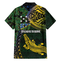Solomon Islands Family Matching Off Shoulder Short Dress and Hawaiian Shirt 677 Proud Crocodile Melanesian Pattern LT14 - Polynesian Pride