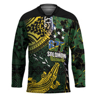 Solomon Islands Hockey Jersey 677 Proud Crocodile Melanesian Pattern LT14 Unisex Black - Polynesian Pride