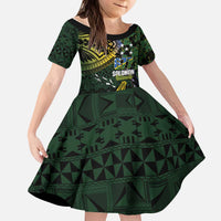 Solomon Islands Kid Short Sleeve Dress 677 Proud Crocodile Melanesian Pattern - Polynesian Pride