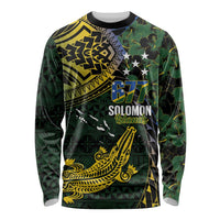 Solomon Islands Long Sleeve Shirt 677 Proud Crocodile Melanesian Pattern LT14 Unisex Black - Polynesian Pride