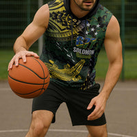 Solomon Islands Sleeveless Hoodie 677 Proud Crocodile Melanesian Pattern - Polynesian Pride