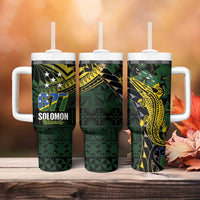 Solomon Islands Tumbler With Handle 677 Proud Crocodile Melanesian Pattern - Polynesian Pride