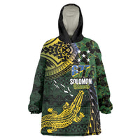 Solomon Islands Wearable Blanket Hoodie 677 Proud Crocodile Melanesian Pattern - Polynesian Pride