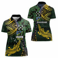 Solomon Islands Women Polo Shirt 677 Proud Crocodile Melanesian Pattern - Polynesian Pride