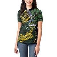 Solomon Islands Women Polo Shirt 677 Proud Crocodile Melanesian Pattern - Polynesian Pride