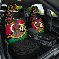 Personalised Vanuatu Unity Day Car Seat Cover 29 November Coat Of Arms With Flag Style LT14 One Size Black - Polynesian Pride