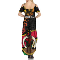 Personalised Vanuatu Unity Day Family Matching Summer Maxi Dress and Hawaiian Shirt 29 November Coat Of Arms With Flag Style LT14 - Polynesian Pride