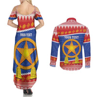 Personalized The Philippines Christmas Couples Matching Summer Maxi Dress and Long Sleeve Button Shirt Pilipinas Parol - Maligayang Pasko! LT14 - Polynesian Pride