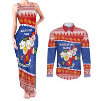 Personalized The Philippines Christmas Couples Matching Tank Maxi Dress and Long Sleeve Button Shirt Pilipinas Parol - Maligayang Pasko! LT14 Blue - Polynesian Pride