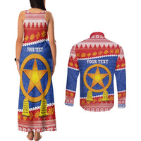 Personalized The Philippines Christmas Couples Matching Tank Maxi Dress and Long Sleeve Button Shirt Pilipinas Parol - Maligayang Pasko! LT14 - Polynesian Pride