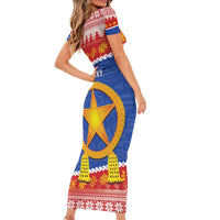 Personalized The Philippines Christmas Short Sleeve Bodycon Dress Pilipinas Parol - Maligayang Pasko! LT14 - Polynesian Pride