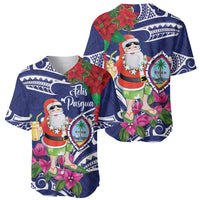 Guam Christmas Baseball Jersey Poinsettia With Bougainvillea - Felis Pasgua! LT14 - Polynesian Pride