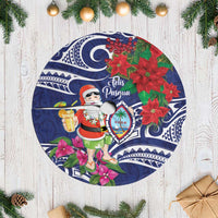 Guam Christmas Tree Skirt Poinsettia With Bougainvillea - Felis Pasgua! LT14 Casual Blue - Polynesian Pride