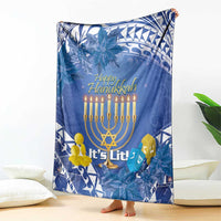 Hanukkah Jewish Festival Blanket It's Lit - Polynesian Pattern
