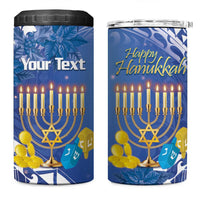 Personalised Hanukkah Jewish Festival 4 in 1 Can Cooler Tumbler It's Lit - Polynesian Pattern