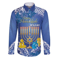 Personalised Hanukkah Jewish Festival Family Matching Puletasi and Hawaiian Shirt It's Lit - Polynesian Pattern