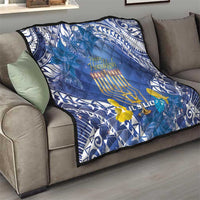 Hanukkah Jewish Festival Quilt It's Lit - Polynesian Pattern
