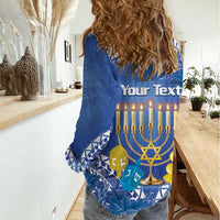 Personalised Hanukkah Jewish Festival Women Casual Shirt It's Lit - Polynesian Pattern LT14 - Polynesian Pride
