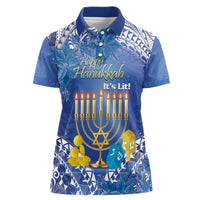 Personalised Hanukkah Jewish Festival Women Polo Shirt It's Lit - Polynesian Pattern