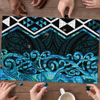 Turquoise Aotearoa Puzzle Taniko Motifs With Paua Shell Kowhaiwhai LT14 - Polynesian Pride