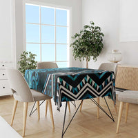 Turquoise Aotearoa Tablecloth Taniko Motifs With Paua Shell Kowhaiwhai