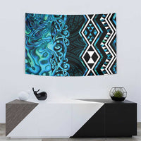 Turquoise Aotearoa Tapestry Taniko Motifs With Paua Shell Kowhaiwhai
