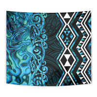 Turquoise Aotearoa Tapestry Taniko Motifs With Paua Shell Kowhaiwhai