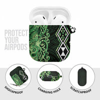 Green Aotearoa AirPods Case Taniko Motifs With Paua Shell Kowhaiwhai LT14 - Polynesian Pride