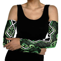 Green Aotearoa Arm Sleeves Taniko Motifs With Paua Shell Kowhaiwhai - Polynesian Pride